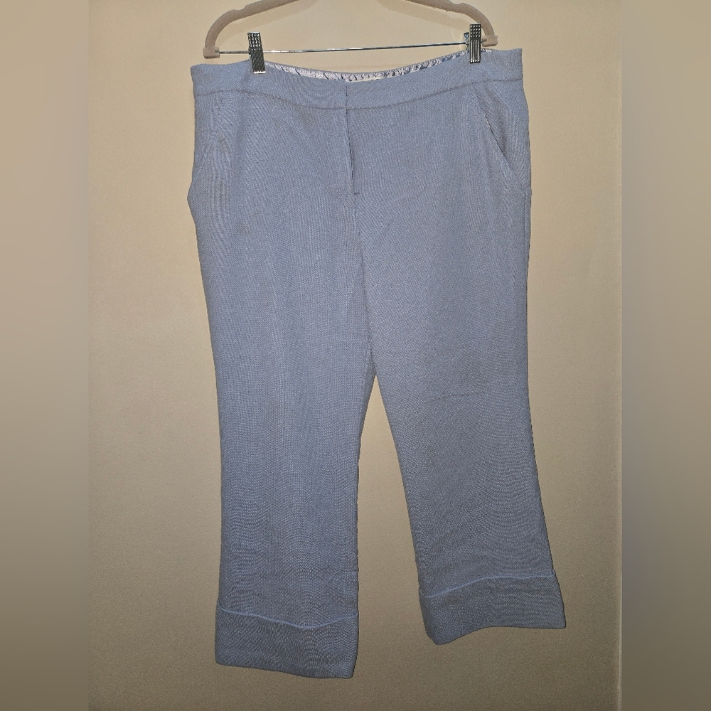 ​TRINA TURK Light Blue Cropped Wide leg [Size 16] Knit Lux Preppy Coastal Drape